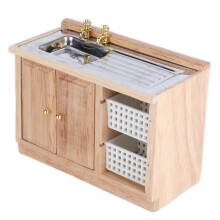 1:12 Mini Puppenhaus Holzwaschbecken Kleines, edles Mini-Möbel Badezimmerwaschbecken für Puppenhaus, Küchen-Dekor, Holzfarbe