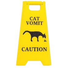 Cat Vomit Caution Sign 10.2 cm, 3D Printed Wet Floor Warning for Pet Vomit, Decorative Garden and Yard Sign