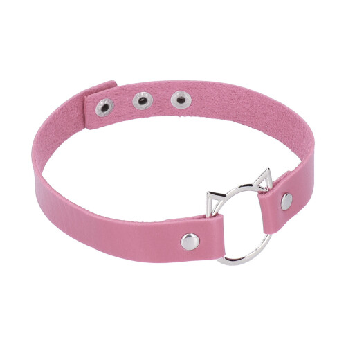Choker en cuir PU ajustable rose 39,5 cm 2