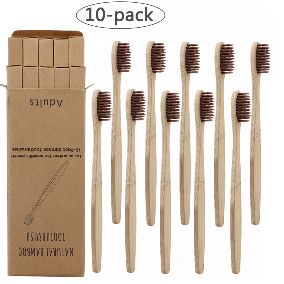 Brown 10Pcs Toothbrushes Soft Bristle Remove Surface