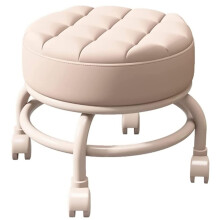 Low Rolling Stool with Wheels, Leather Footstool for Garage and Home, Adjustable Height, Universal Swivel Casters