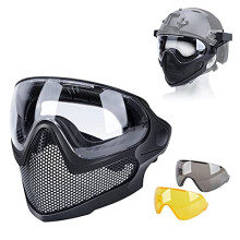 Airsoft Paintball Hunting Half Mask Steel Mesh Tactical Gear Black Dual Mode Protective Face Mask for Military Games