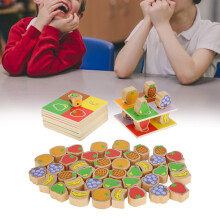 Stapelturm-Spiel Holzblöcke Kindertischspiel mit Obstmotiv für Kinder und Kleinkinder