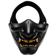 Tactical Protective Paintball Airsoft Half Face Mask Black Kabuki Samurai Demon Style Plastic