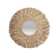 Straw Plaited Hanging Mirror Decoration Retro