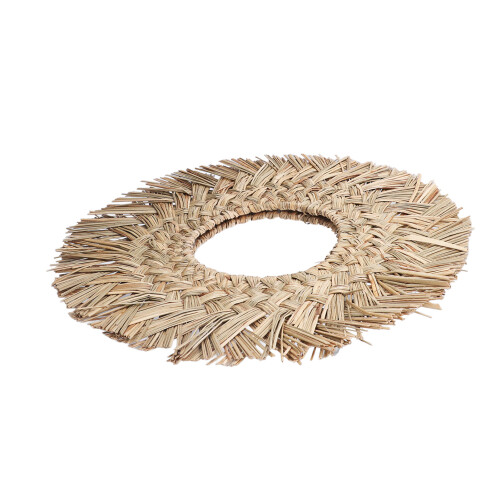Straw Plaited Hanging Mirror Decoration Retro 1