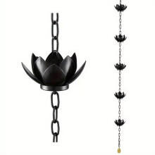 47.2 Inch Outdoor Rain Chain for Drainage, Decorative Rainwater Diverter, Durable Metal Yard Hanging Garden Accessory