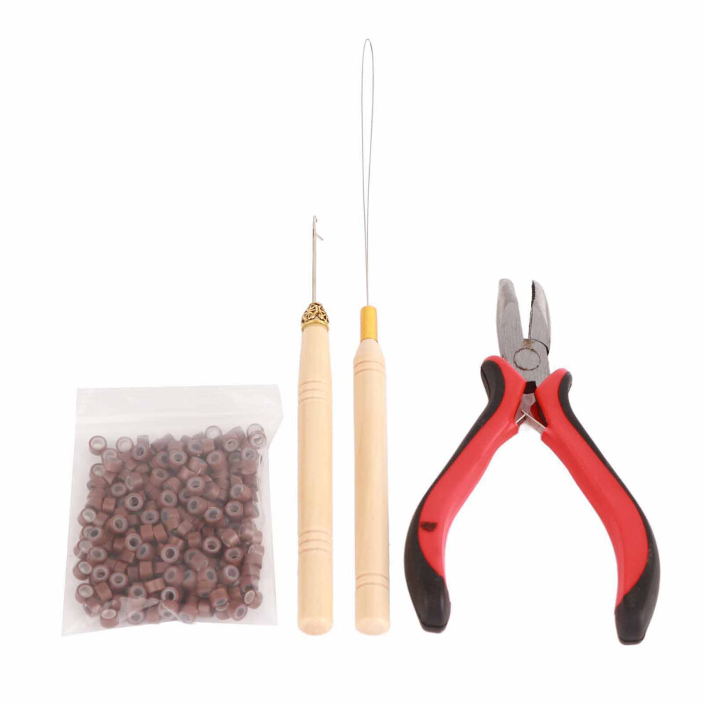 4pcs Hair Wig Plier Curved Tip Wooden Hook Needle