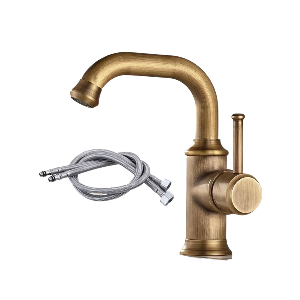 (Antique Short Style) Retro Rotating Faucet Black Oil Brushed Bronze Brushed Ceramic Disc-image-OPC-PJQTB6Y-NEW