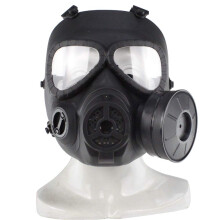 Airsoft Tactical Mask MA-27-BK Anti-Fog PC Lens Protection Single Valve Gas Mask for BB Gun and Paintball Shooting Games