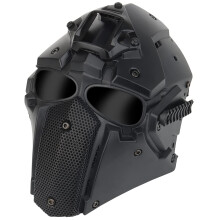 Airsoft Paintball Mask with Glasses, Tactical Full Face Protective Mask, Military Hunting Shooting Gear, Black 22x16x29cm