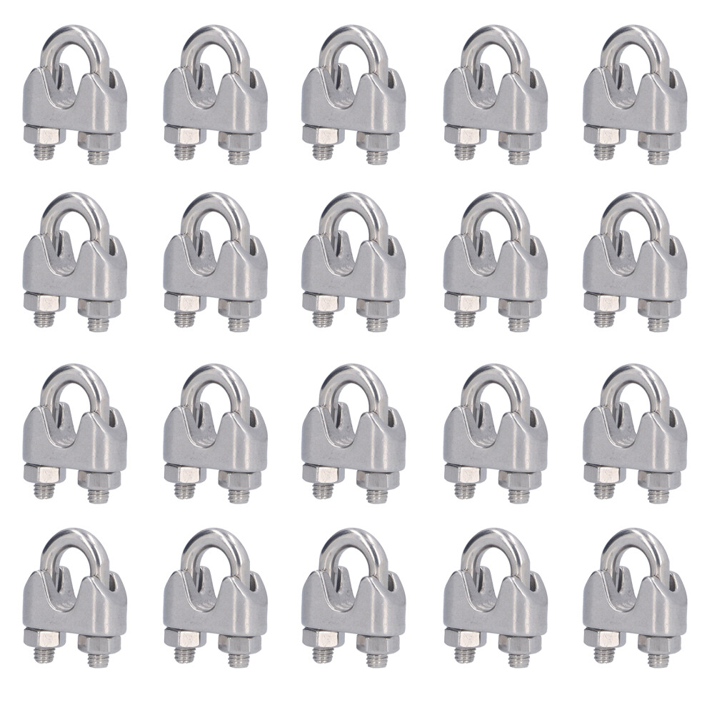 20Pcs Stainless Steel Wire Rope Clamp Hardware M2-M8 Cable Clamps 7671343279588