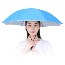 Fishing Umbrella Foldable Parasol Hat for Adults and Children, Sun Protection Headwear for Golf, Camping, and Gardening, Blue