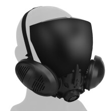 Cyberpunk Airsoft Mask with Removable Anti-Fog Lenses, Dual Wear Design, Black, 26x8x19 cm Techwear Style