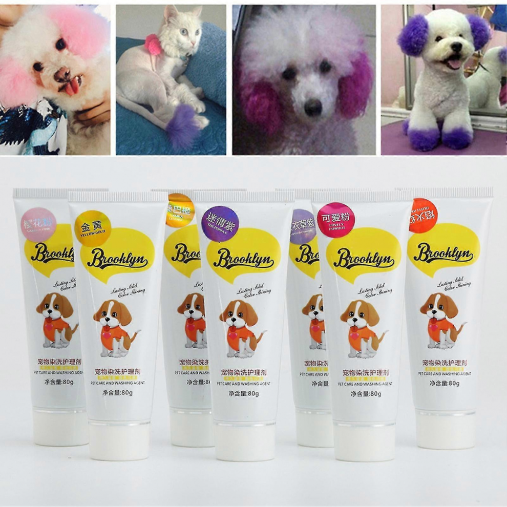 80g Semi Permanent Pet Dye Cream, High Pigmented Colorful Dog Hair Bright Coloring Dyestuff Pigment Supplies for Home, Blue Purple
