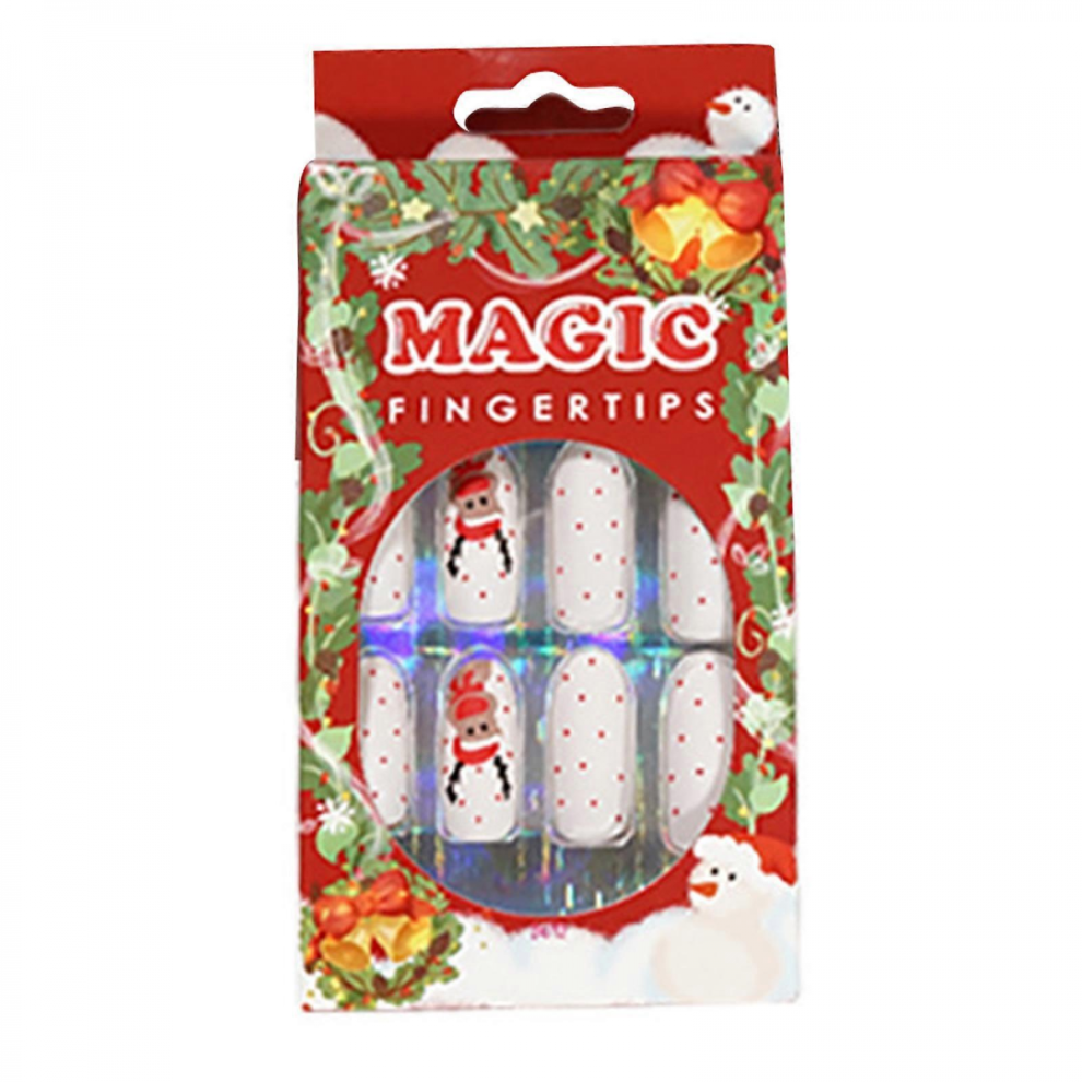 24x Christmas Press On Nails, Ballerina False Nails, Artificial Nail Tips