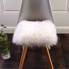 Synthetic Sheepskin, 45x45cm Faux Fleece Carpet, Fluffy Soft Longhair Rug, White Square Chair Cushion Sofa Mat