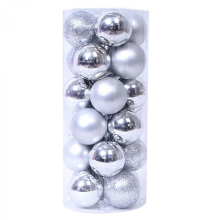 24pcs Shatterproof Silver Christmas Ball Ornaments 4cm Tree Decorations Baubles Set