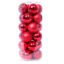 24pcs Shatterproof Christmas Ball Ornaments Red 3cm Tree Decorations Baubles Set