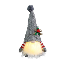 LED Gnome Doll with Light Christmas Home Decor Ornament Xmas Gift Grey