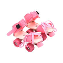 Children's Adjustable Roller Skates, 4 Wheels Quad Skates, Double Row Training Skates for Ages 3-6, Pink Color