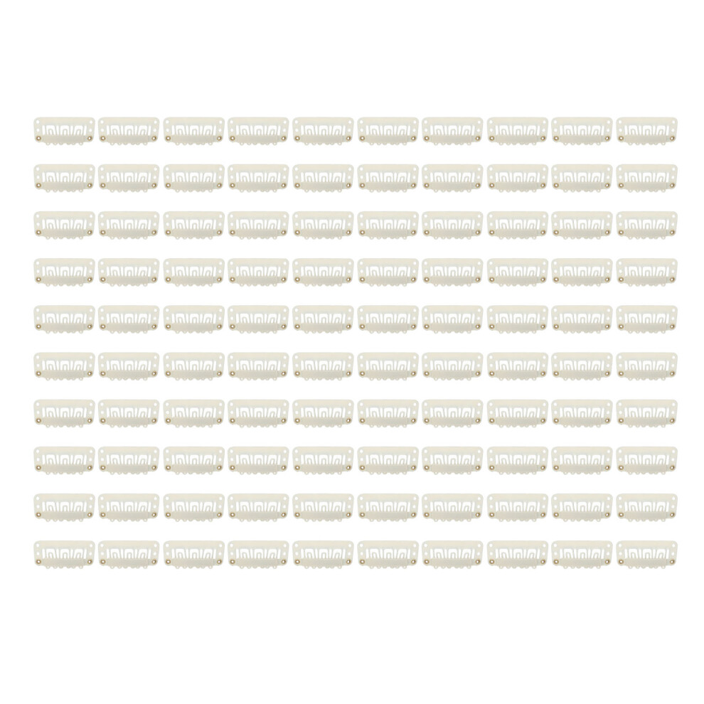Unisex Beige 100Pcs Wig Snap Clip U Shape 6 Teeth Safe