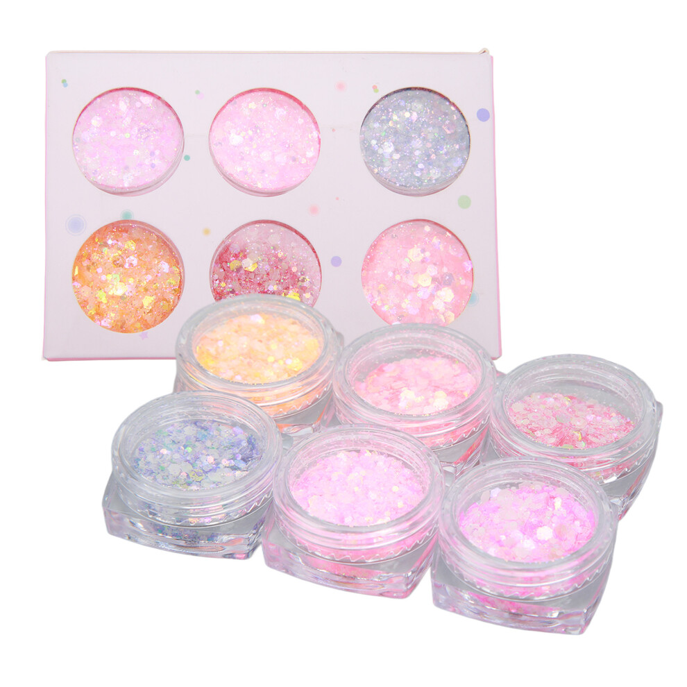 6Pcs Nail Glitter Powder Set Luminous Decorative