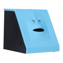 Salvadanaio automatico a forma di faccia che mangia le monete blu 9,8x9,7x9,5cm 1,5V