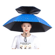 Foldable Parasol Hat for Adults, UV Resistant Outdoor Umbrella Hat, 77cm Blue-Black Rubber, Portable Sun Protection for Festivals and Beach