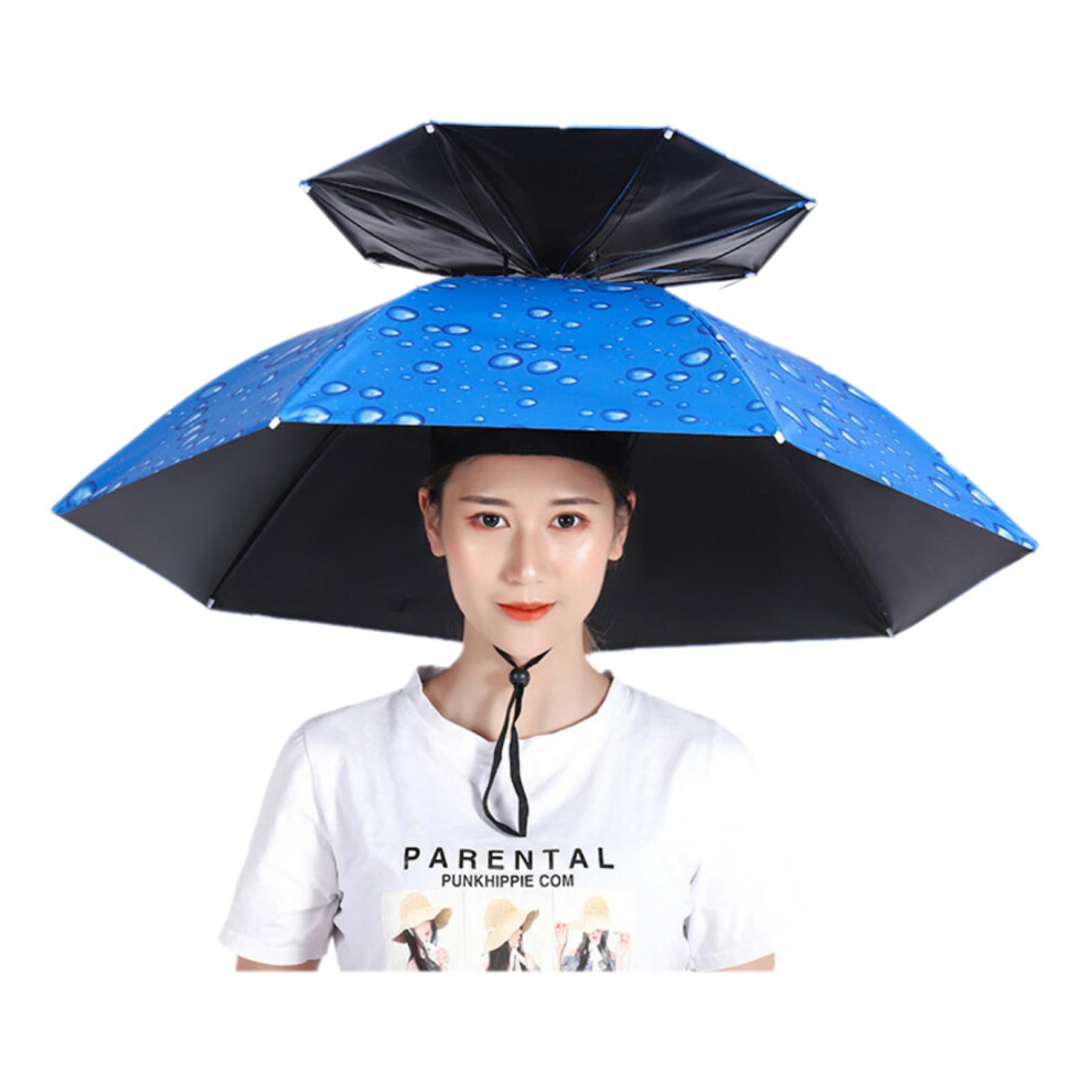 Foldable Parasol Hat for Adults, UV Resistant Umbrella Hat, Portable Sun Protection, 77cm Blue-Black Rubber Design-image-OPC-PJQTMXC-NEW