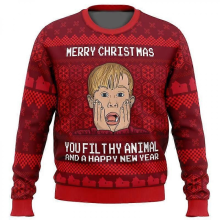 Autumn Winter Merry Christmas Home Alone Ugly Sweater Cartoon Anime Pullover Hoodie 4XXS