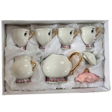 Cartoon Beauty and the Beast Teapot Mug Set 6pcs Birthday Gift