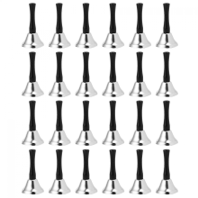 24 Pcs Black Wooden Metal Bells Percussion Instrument Nickel White 56 Metal & Wood