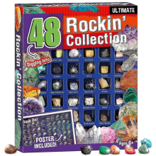 48pcs Natural Crystal Stone Rock & Mineral Education Set For Kids Geology Gem Kit STEM Science Toys Christmas Gift