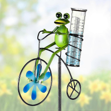 Upgraded Glass Rain Gauge with L-Shaped Metal Stake, Detachable Outdoor Garden Decor, 1PCS