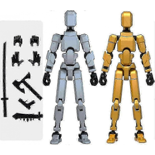 T13 Robot Action Figure 3D Printed Multi-Jointed Movable Dummy Decorations Royal 2pcs