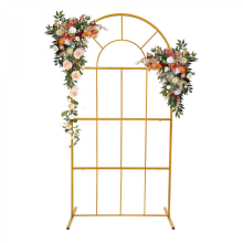2x1m Gold Metal Wedding Arch for Ceremony Backdrop Stand with Gold Balloon Arch