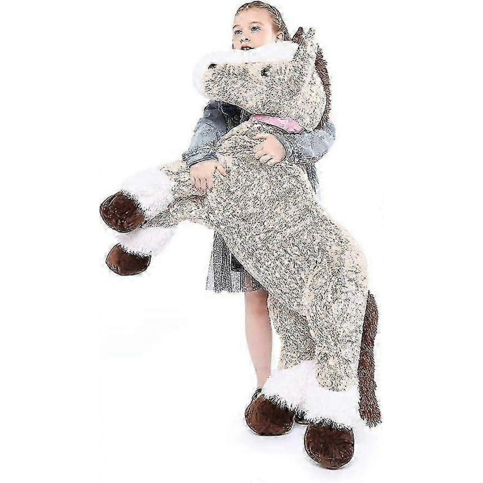 Giant Horse Stuffed Animal, Long Horse Plush Pillow Toy Brown 90cm