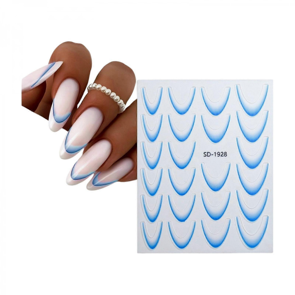 French Tip Nail Stickers Gradient Line Art Decals for Women Girls 06