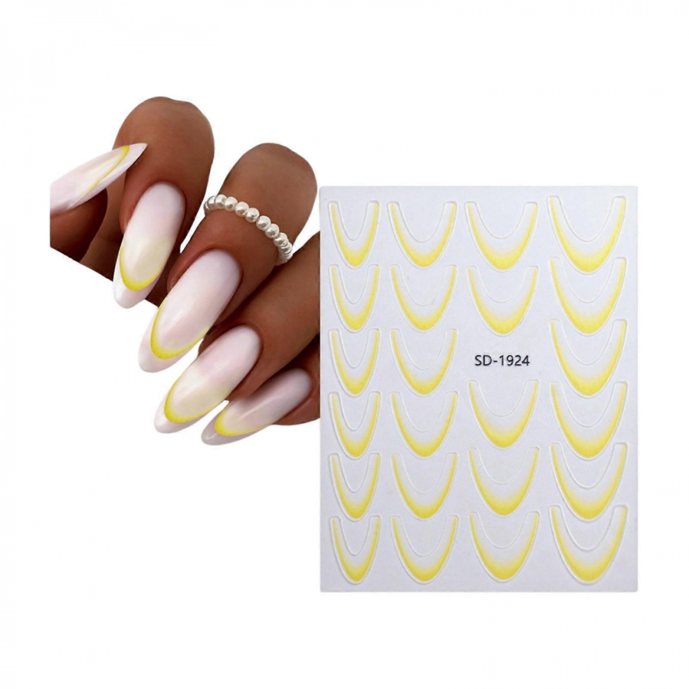 French Tip Nail Stickers Gradient Line Art Decals for Women and Girls 02