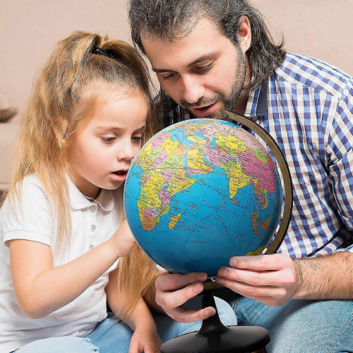 13" Spinning World Globe with Stand for Kids Learning, Classroom Desk Students 2
