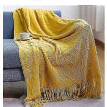Nordic Knitted Throw Blanket - Soft, Textured, Solid for Sofa, Bed & Christmas Decor, Diamond Yellow, 150x230cm