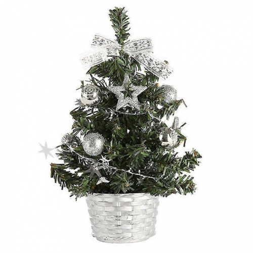 Mini Small Christmas Tree Without LED Lights Tabletop Artificial Xmas Ornament Gift 20cm Silver
