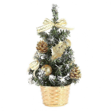 Mini Small Christmas Tree Without LED Lights Tabletop Artificial Xmas Ornament Gift 20cm Gold