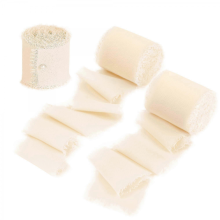 9 Rolls 4cmx5m Cream Fringe Chiffon Ribbon for Bouquet, Gift Wrapping, Decorating