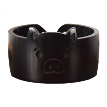 Wooden Yarn Bowl with Hole, Knitting Thread Storage Holder for Crochet, Black Piggy