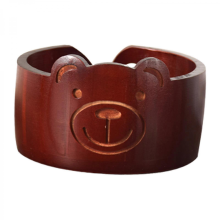 Wooden Yarn Bowl with Hole, Red Bear Knitting Thread Storage Crochet Holder
