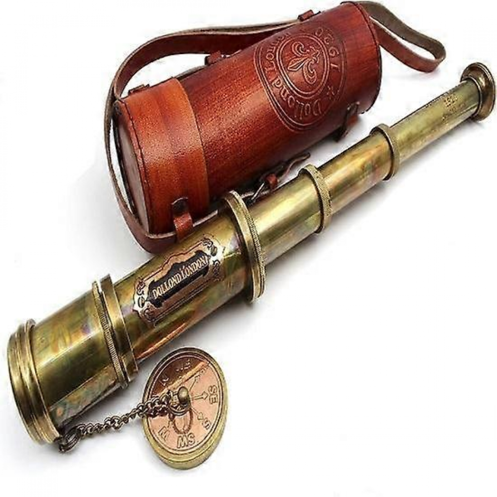 Antique Dollond London's Telescope/Spyglass Replica In Leather Box 9180669453308