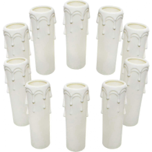White Plastic Candle Drip Sleeves 30mm x 100mm, 10 Pcs for Chandeliers
