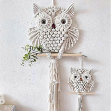 Macrame Owl Dreamcatcher Kit 30cm Handwoven Wall Art for Nursery